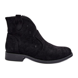 Bottines Ajourées à Talon Plat pour Femme Noir S.Barski HY66-151