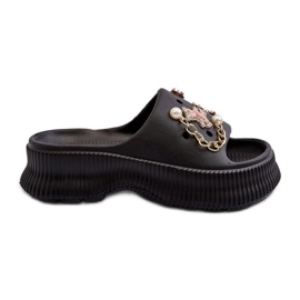 Tongs En Mousse Pour Femme Avec Décorations Noir Afariana le noir