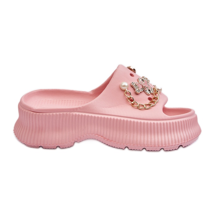 Tongs en mousse pour femmes avec décorations, rose Afariana Tongs en mousse pour femmes avec décorations, rose Afariana