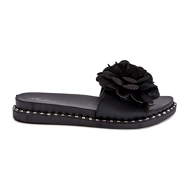 Tongs Pour Femmes Décorées De Fleurs Noir Cellanen