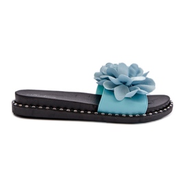 Tongs pour femmes décorées de fleurs, bleu Cellanen