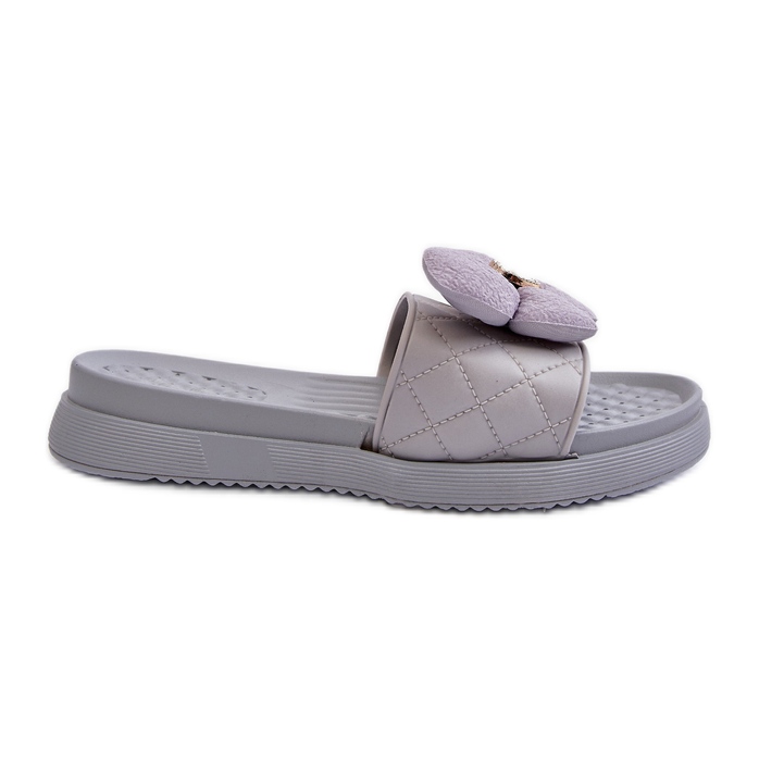 Tongs pour femmes avec décoration sur plateforme basse, gris Cedrella