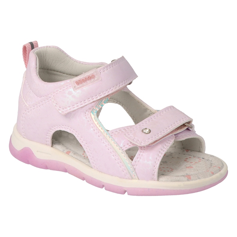 Sandales enfant Befado avec velcro, empiècement en cuir 170P091, rose Sandales enfant Befado avec velcro, empiècement en cuir 170P091, rose
