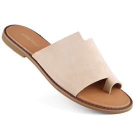 Tongs femme en daim beige eVento 4586