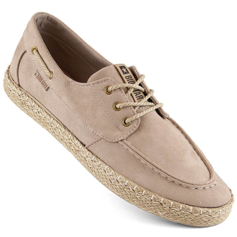 Chaussures homme en daim, mocassins, espadrilles beiges Big Star NN174054