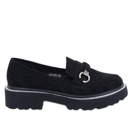 Sheady Mocassins en daim noir à semelle haute le noir