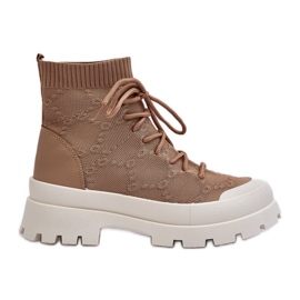 Bottines chaussettes à enfiler pour femmes marron Solime brun