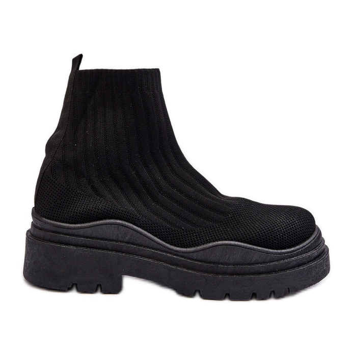 Bottines chaussettes à enfiler Elipara noires pour femmes sur semelle massive le noir