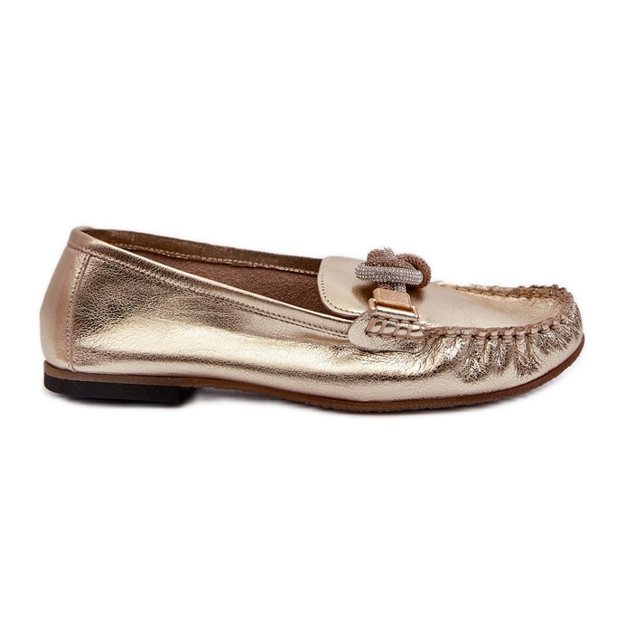 Mocassins En Cuir Pour Femme Avec Décoration Laura Messi 2761 Or d'or