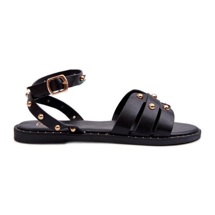 Ianaera Sandales Plates Décorées Pour Femmes Noir le noir