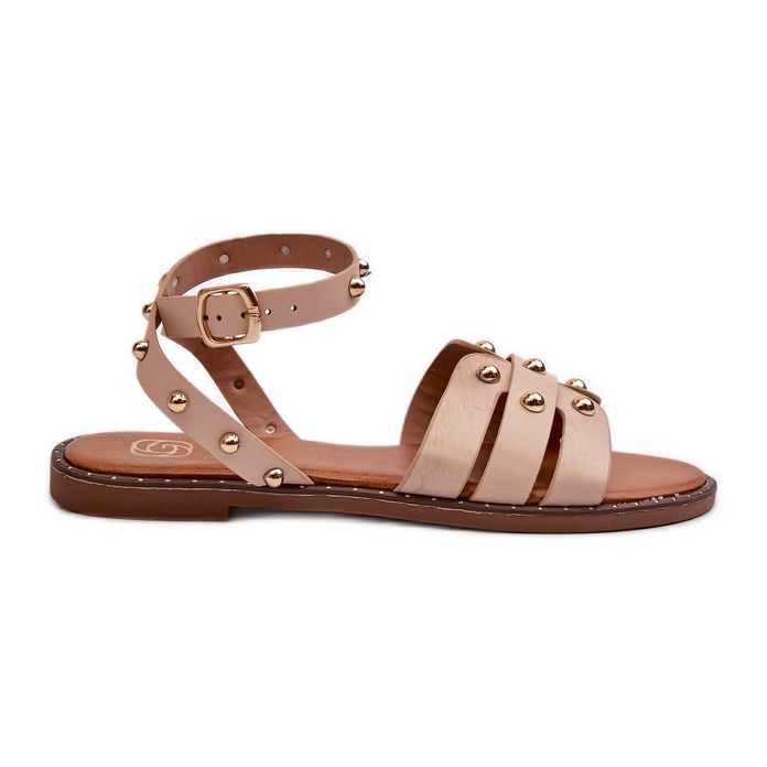 Sandales plates décorées beiges pour femmes par Ianaera brun Sandales plates décorées beiges pour femmes par Ianaera brun