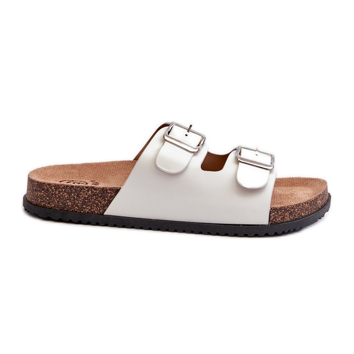 Tongs avec boucles pour femmes, blanc blanche