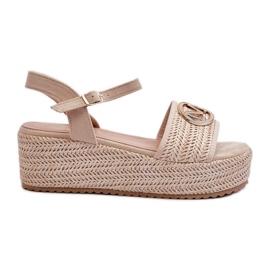 Sandales Compensées Pour Femmes Avec Tresse Beige Esalena Sandales Compensées Pour Femmes Avec Tresse Beige Esalena