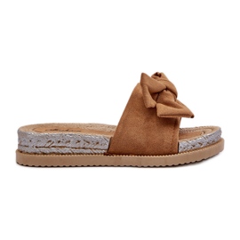 Tongs à plateforme Camel Aflia pour femmes avec nœud brun