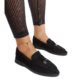 Mocassins noirs avec pendentif en métal de Fiorano