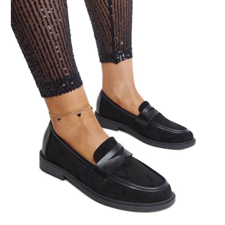 Mocassins Floretta en daim noir le noir