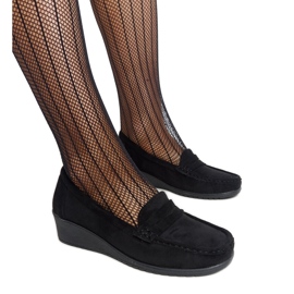 Mocassins compensés en daim noir Sakena