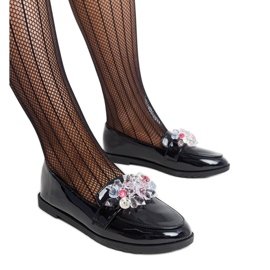 Mocassins vernis noirs avec cristaux Mirela le noir