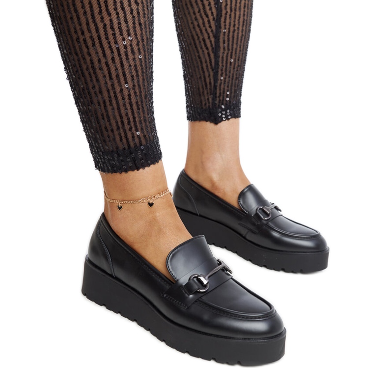 Mocassins compensés noirs Oili le noir
