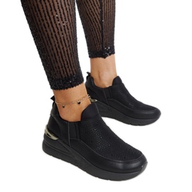 Baskets compensées noires Ashley avec strass le noir