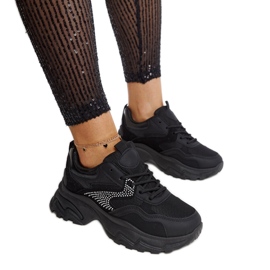 Baskets à plateforme noires ornées de strass Maras le noir Baskets à plateforme noires ornées de strass Maras le noir