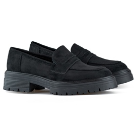 Mocassins femme en daim noir, mocassins noirs