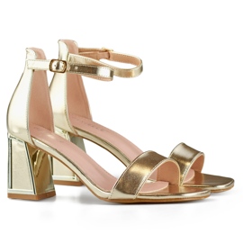 Sandales femme dorées à talons et fermeture cheville