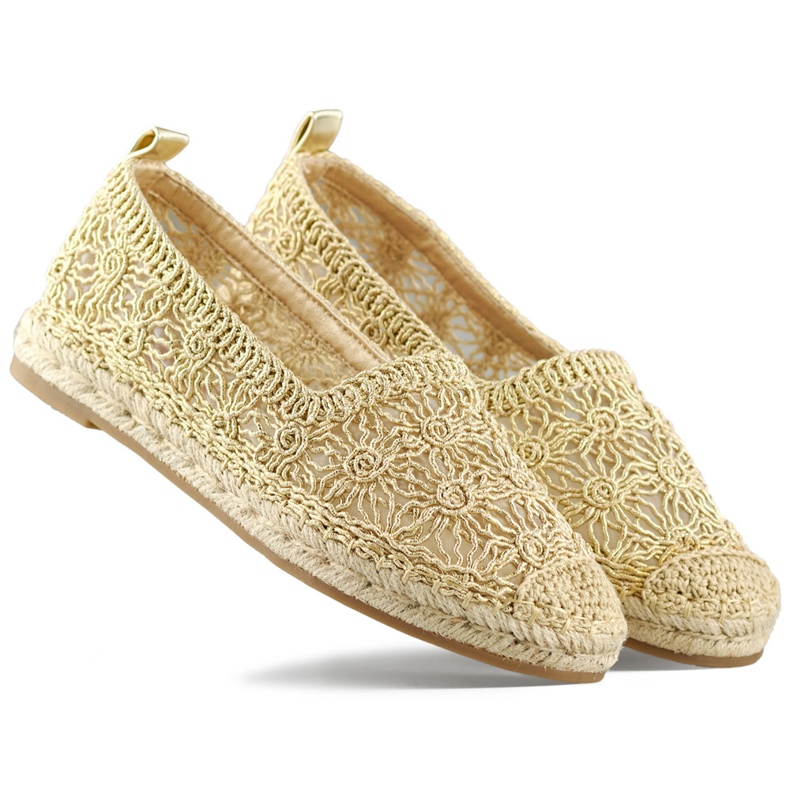 Espadrilles femme dentelle dorée d'or