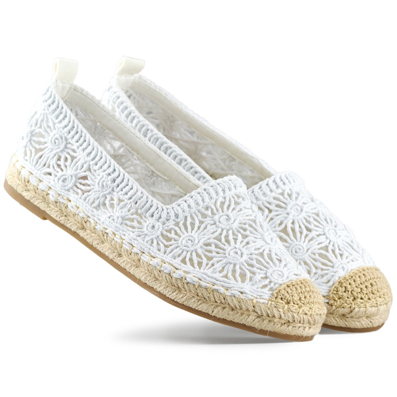 Espadrilles femme en dentelle blanche