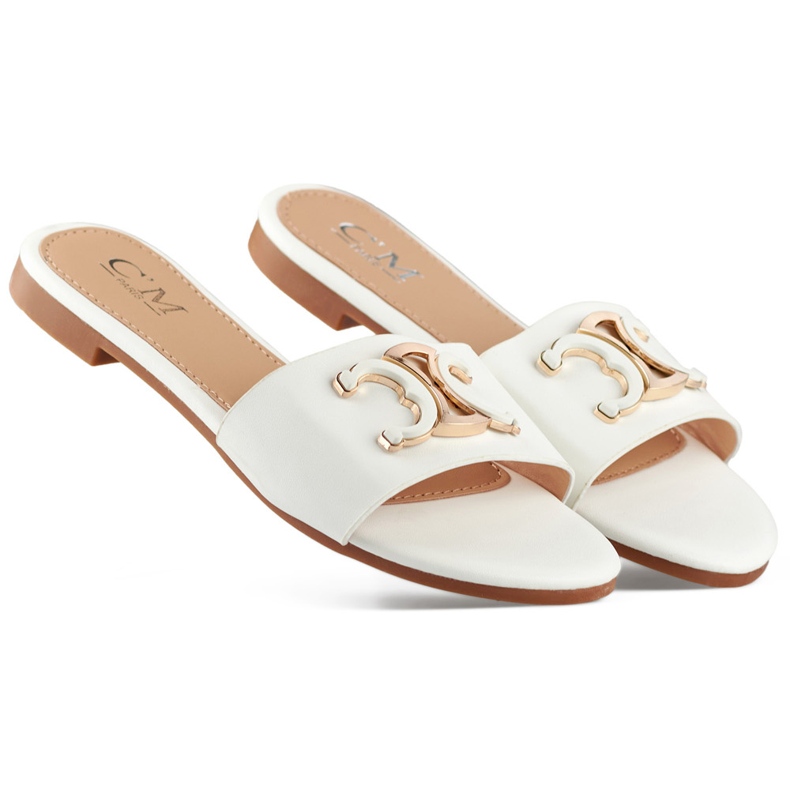 Tongs femme élégantes blanches avec décoration Tongs femme élégantes blanches avec décoration