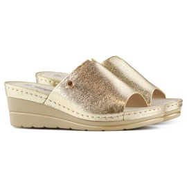 Sandales compensées femme confortables dorées d'or
