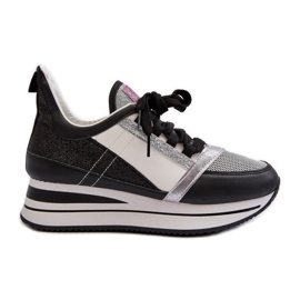 Baskets compensées et plateformes pour femmes à paillettes noires Rafani