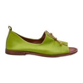 Zazoo 2660 Ballerines en cuir pour femme Citron vert