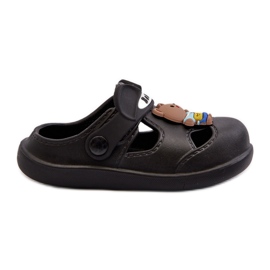 Tongs enfant en mousse avec décoration, opleia noire le noir