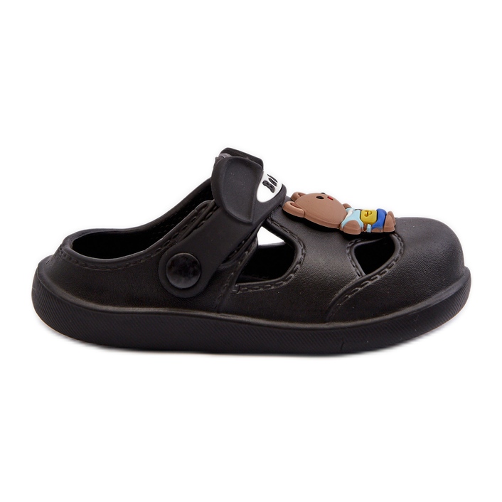 Tongs enfant en mousse avec décoration, opleia noire le noir