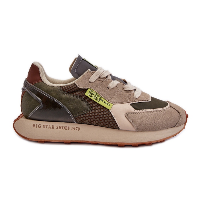 Chaussures de sport baskets pour hommes système de mousse à mémoire de forme Big Star NN174345 kaki vert Chaussures de sport baskets pour hommes système de mousse à mémoire de forme Big Star NN174345 kaki vert