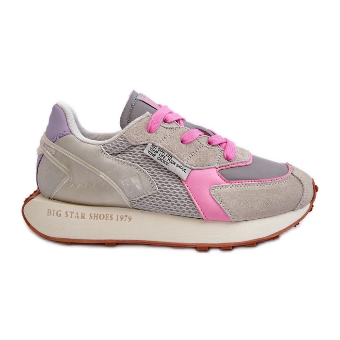 Baskets pour femmes sur la plateforme Big Star avec système de mousse à mémoire de forme NN274680 gris-rose