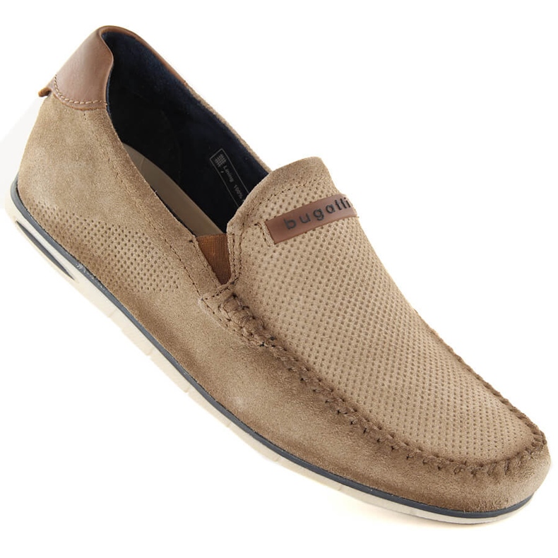 Chaussures en cuir suédé mocassins confortables pour hommes beige Bugatti NN153433