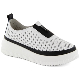 Creepers de sport à enfiler en cuir pour femmes, blanc Artiker 54C1704