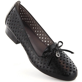 Chaussures ajourées à talons bas pour femme, noires Jezzi ASA178-5 le noir