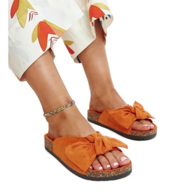 Tongs orange avec semelle en liège par Aamu