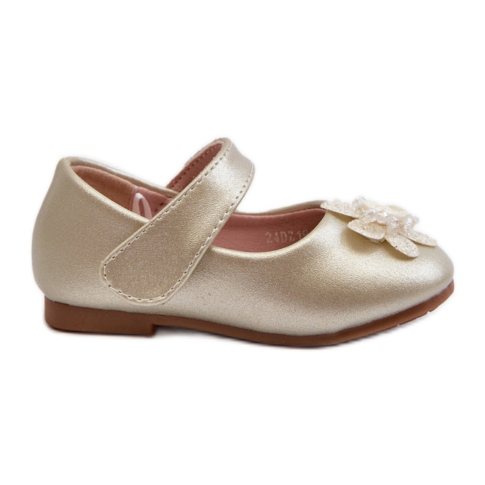 Ballerines pour enfants fermées par velcro et décoration serinde dorée d'or Ballerines pour enfants fermées par velcro et décoration serinde dorée d'or
