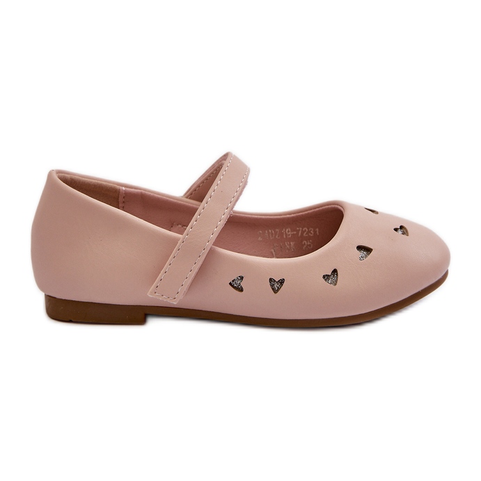 Ballerines enfant avec coeurs, fermeture velcro, rose Danaella