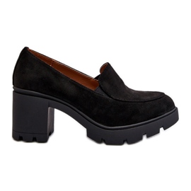 Chaussures en daim écologique pour femmes avec talons hauts et plateforme, noir Arablosa le noir