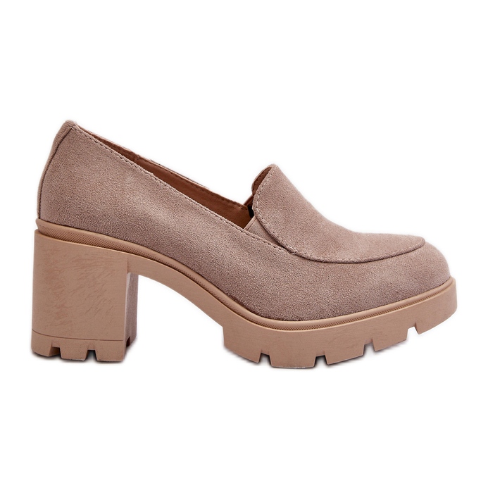 Chaussures en daim écologique pour femmes avec talons hauts et plateforme, beige Arablosa