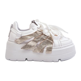 Zazoo 2F-7033 Baskets sur plateforme massive blanc et or