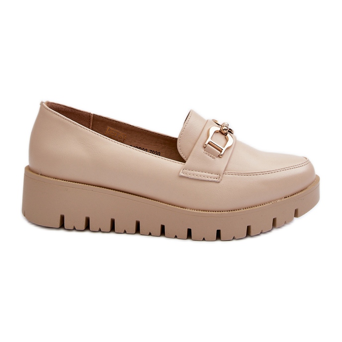 Mocassins Plateforme Femme Avec Décoration, Beige Clair Kaldina