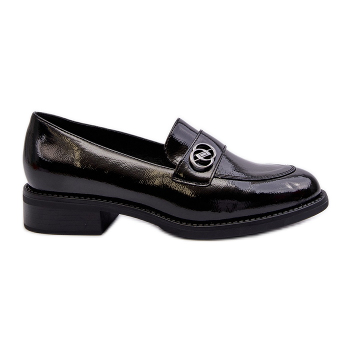 Mocassins Femme En Cuir Verni Noir Dilhela le noir