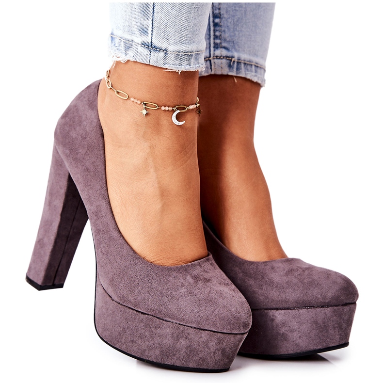 Sweet Shoes Pompes en daim pour femmes sur la plate-forme grise