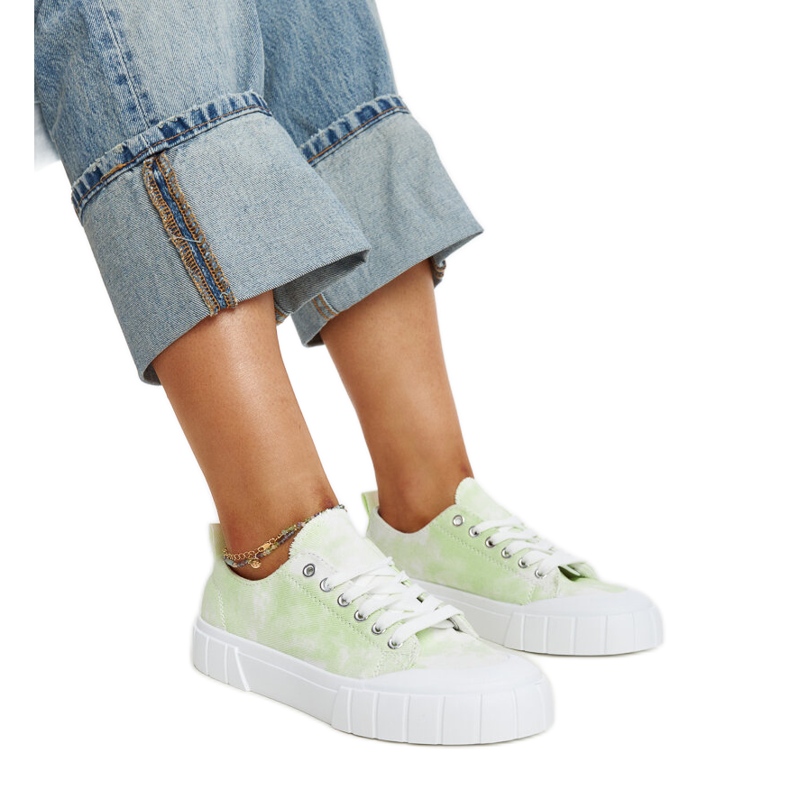 Baskets Jerina en tissu vert clair